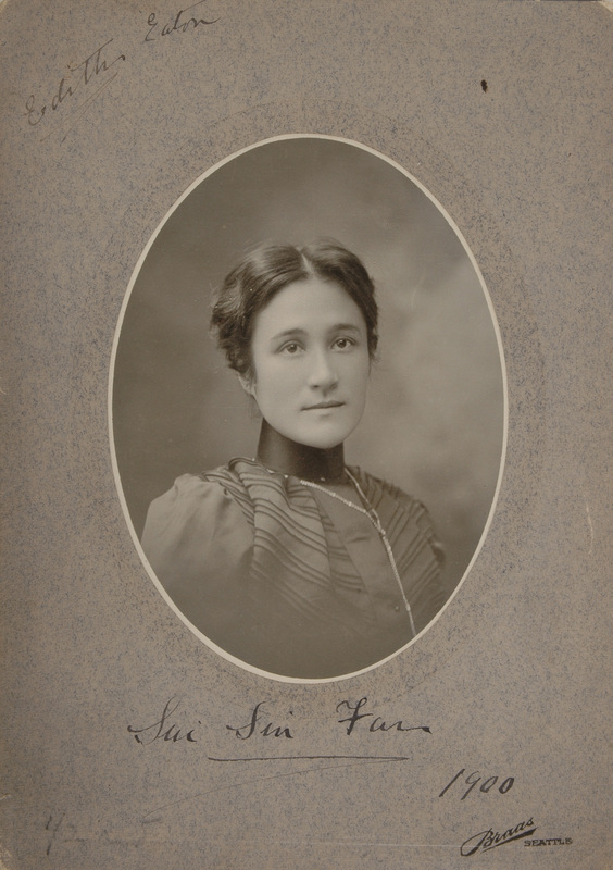 A photograph of Edith Eaton. George H. Braas Photographer, gift of Mr. Charles Lummis